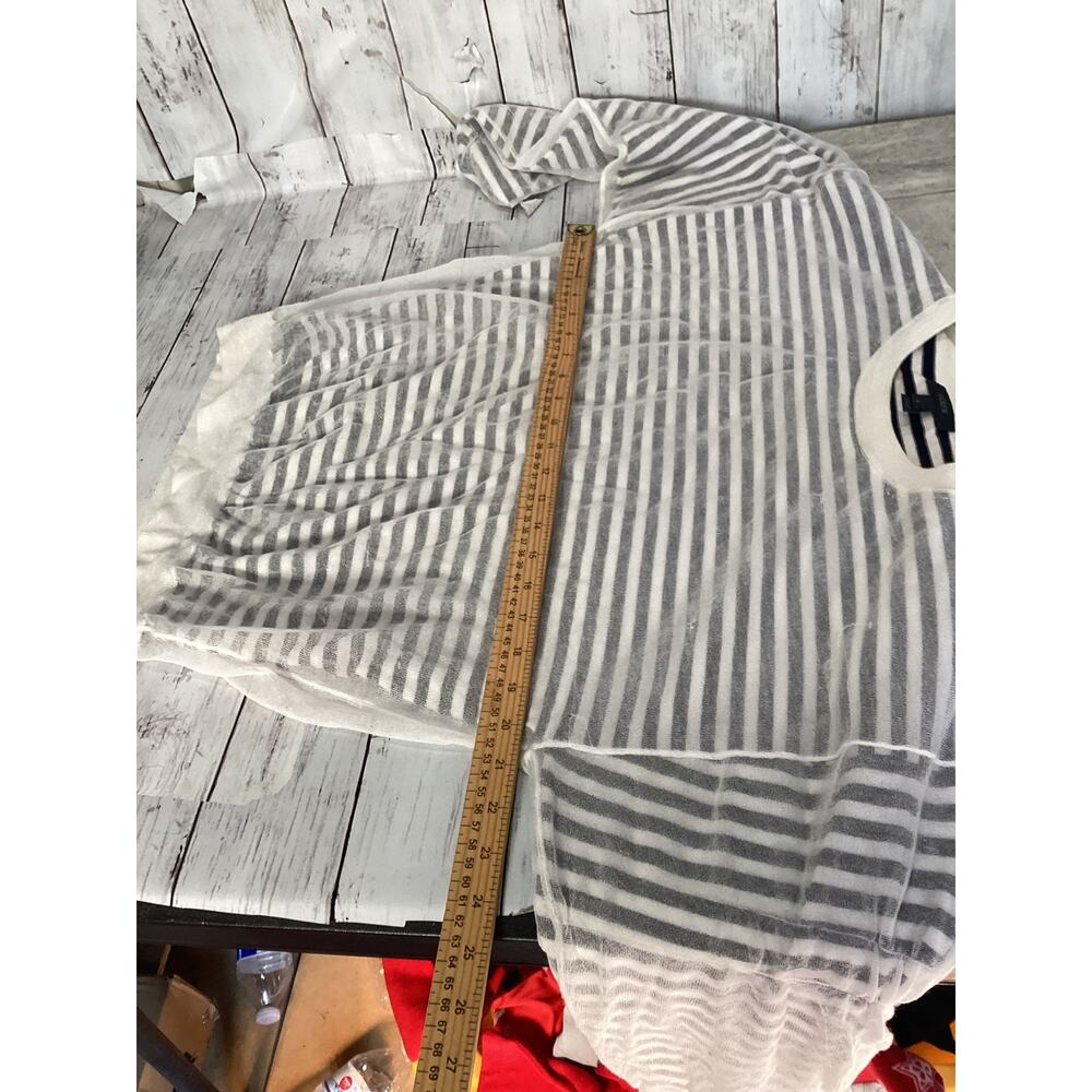 J Crew Shadow Stripe Sweater Mesh Overlay Size Small Long Sleeve - Picture 4 of 5